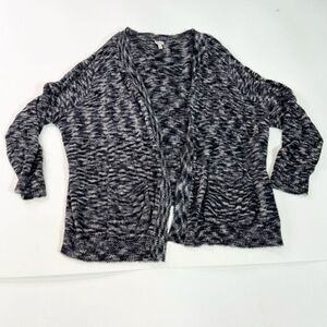 LOGO Lori Goldstein Eyelash Cardigan Womens 4X Open Front Pocketed Ribbed Trim